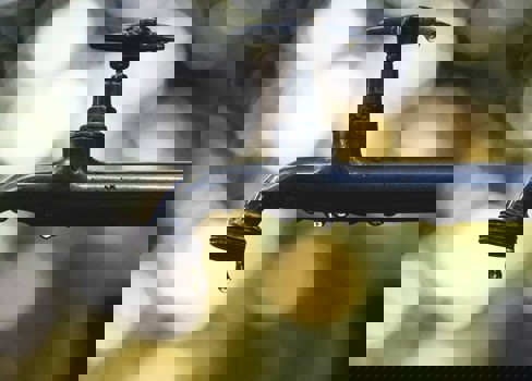 A water droplet on a leaf.