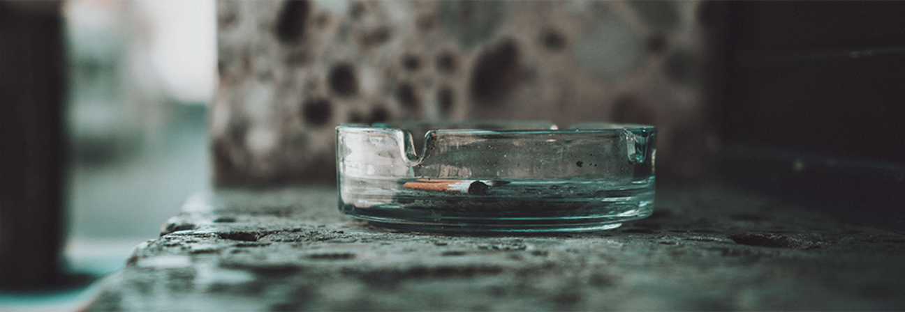 A glass bowl on a table.