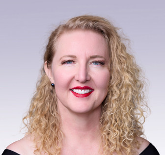 A woman with blonde hair.