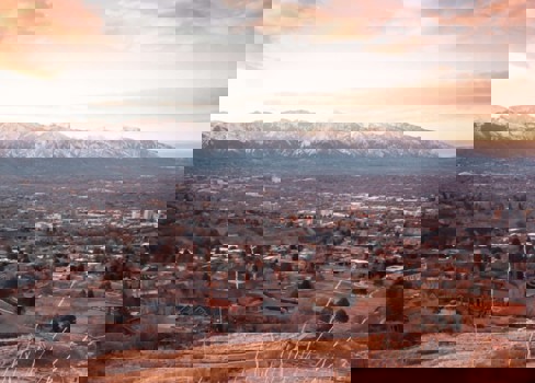 A town in the mountains.