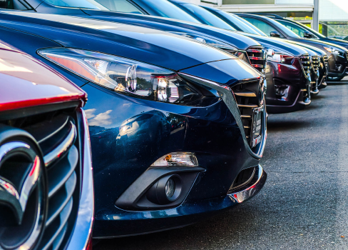 A row of cars.