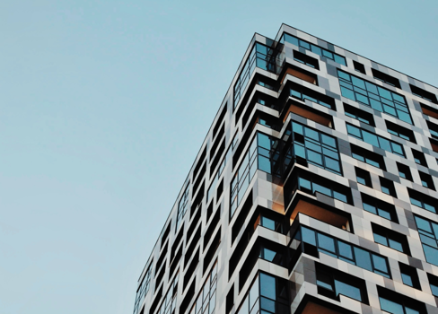 A tall building with windows.