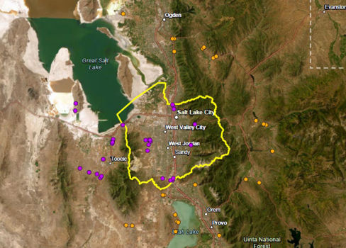 A map of Salt Lake County with data points.